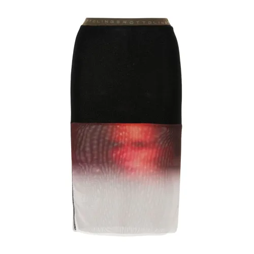 Ottolinger , Red Mesh Design Skirt with Face Print ,Red female, Sizes: