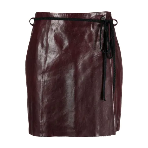 Our Legacy , Brown Leather Wrap Skirt ,Brown female, Sizes:
