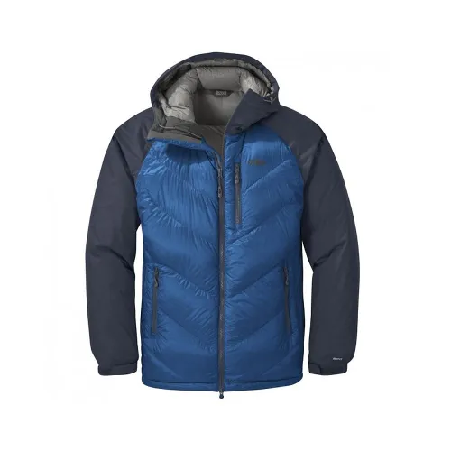 Outdoor Research Alpine Down Hooded Jacket: Cobalt/Naval Blue: XL