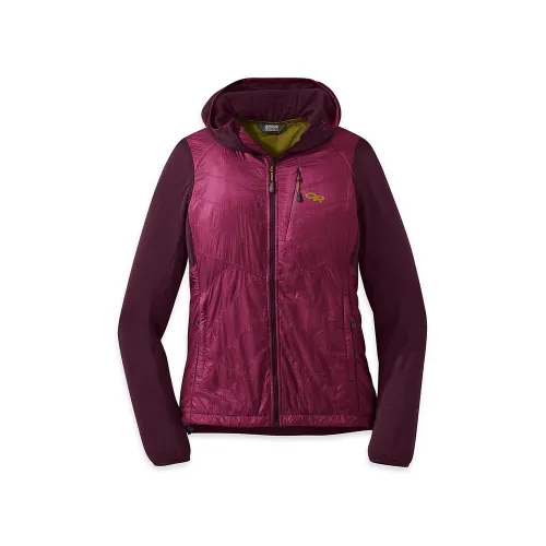 Outdoor Research Womens Vigor Hybrid Hooded Jacket: Cacao/Beet: L
