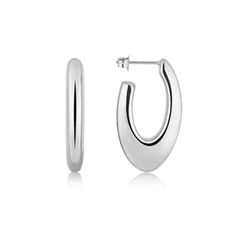 Over & Over Silver Stainless Steel Oval Chunky Earrings - Silver