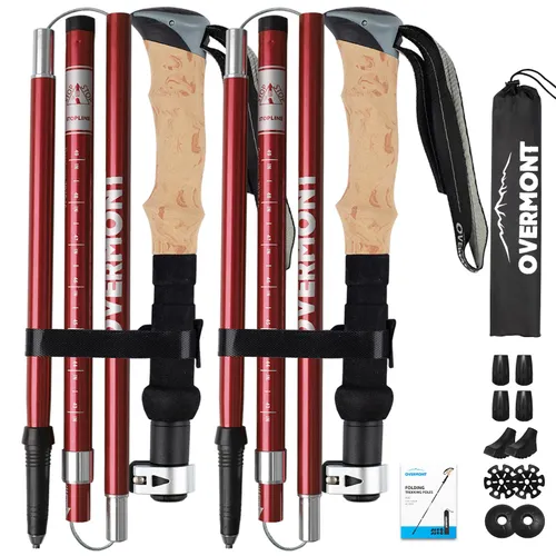 Overmont Walking Poles - 2 Pack Collapsible Aluminum