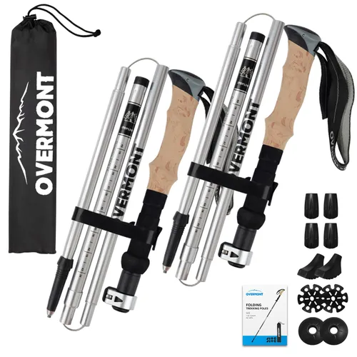 Overmont Walking Poles - 2 Pack Collapsible Aluminum