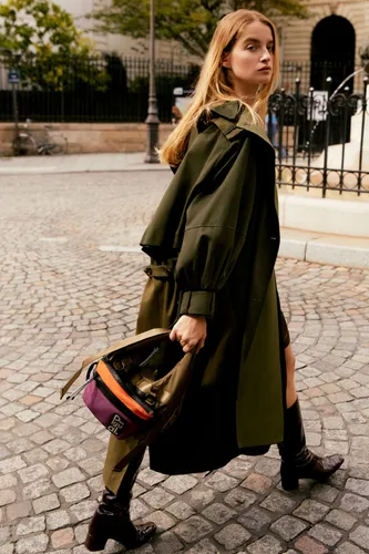 Oversize belted trench coat - GREEN - M