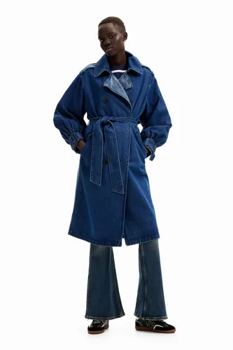 Oversize denim trench coat - BLUE - M