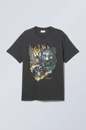 Oversized Graphic Printed T-shirt - Grey