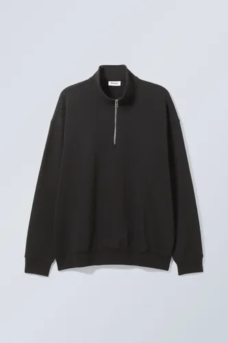 Oversized Half-zip Sweatshirt - Black