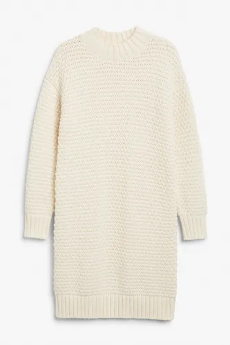 Oversized knitted midi dress - White