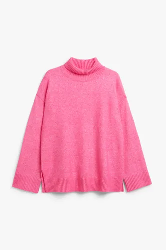 Oversized long sleeve turtleneck sweater - Pink