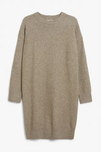 Oversized midi knit dress - Brown