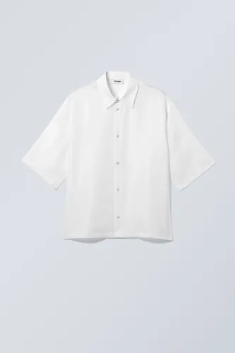 Oversized Organza Short Sleeve Shirt - White