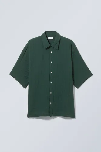Oversized Structured Short Sleeve Shirt - Green
