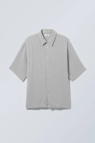Oversized Structured Short Sleeve Shirt - Grey