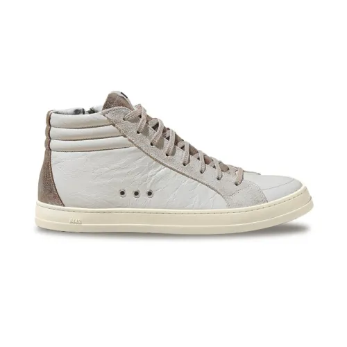 P448 , White High Top Sneakers with Beige Details ,Multicolor female, Sizes: