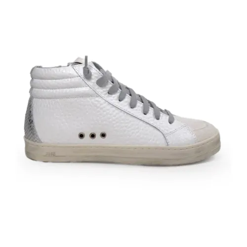 P448 , White High-Top Sneakers with Grey Details ,White female, Sizes: