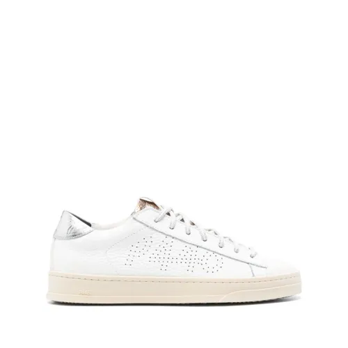 P448 , White Leather Jack Low Top Sneakers ,White female, Sizes: