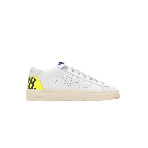P448 , White Leather Perforated Logo Sneakers ,White male, Sizes: