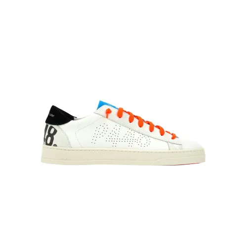 P448 , White Sneakers with Orange Details ,Multicolor male, Sizes: