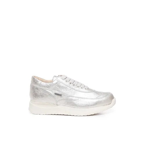 Paciotti , Laminated Sneakers with Steel Logo ,Gray female, Sizes: