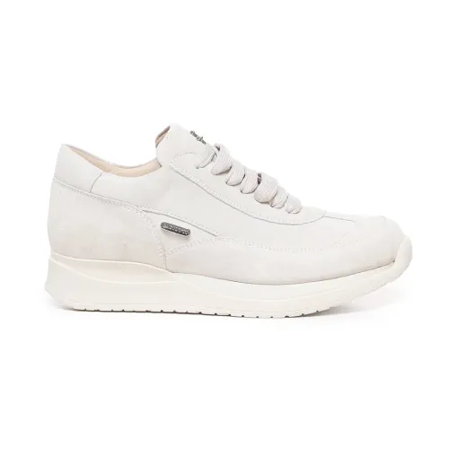 Paciotti , White Suede Steel Logo Sneakers ,White female, Sizes: