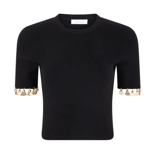 Paco Rabanne , Black T-shirts and Polos Collection ,Black female, Sizes:
