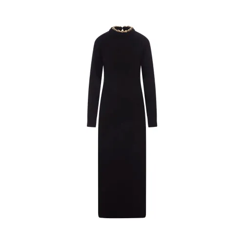 Paco Rabanne , Black Wool Cashmere Knit Dress ,Black female, Sizes:
