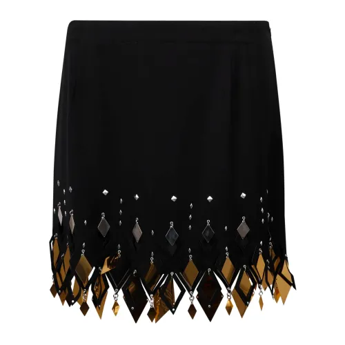 Paco Rabanne , Embellished Cut-Out Crepe Miniskirt ,Black female, Sizes: