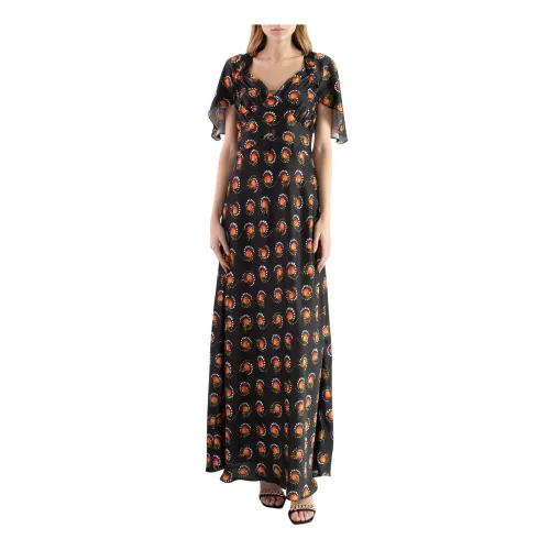 Paco Rabanne , Fires DMS Print Maxi Dress ,Black female, Sizes:
