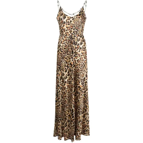 Paco Rabanne , Leopard Print Maxi Dress ,Brown female, Sizes: