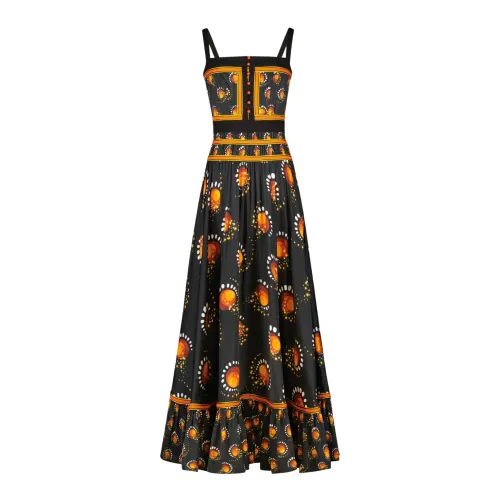 Paco Rabanne , Long Printed Small Firework Dress ,Orange female, Sizes: