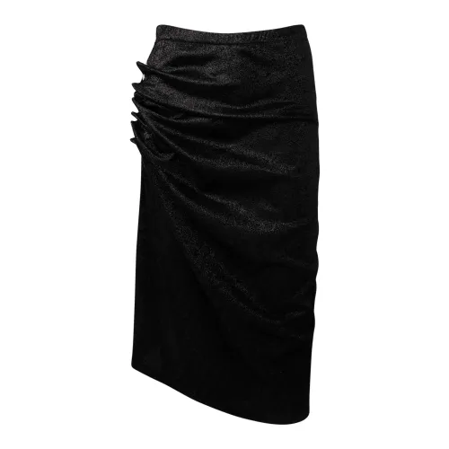 Paco Rabanne , Metallic Asymmetric Skirt ,Black female, Sizes: