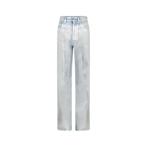 Paco Rabanne , Metallic Straight Leg Jeans ,Gray female, Sizes: