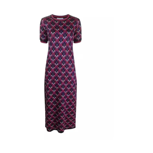 Paco Rabanne , Printed Midi Dress in Purple ,Purple female, Sizes: