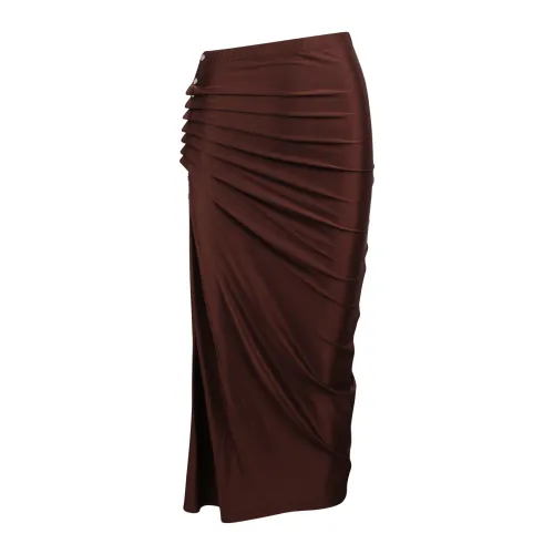 Paco Rabanne , Rabanne Asymmetric maxi skirt ,Brown female, Sizes: