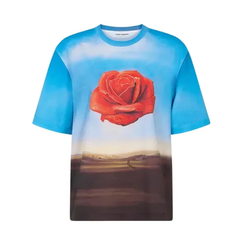 Paco Rabanne , Red Rose Short Sleeve Shirt Inspired by Salvador Dalí ,Blue female, Sizes: