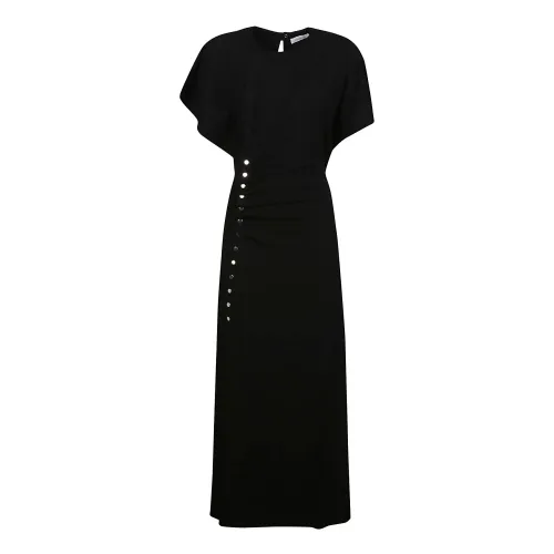 Paco Rabanne , Short Sleeve Long Dress ,Black female, Sizes: