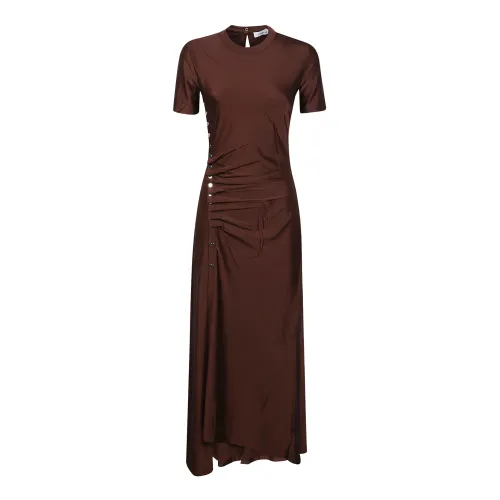 Paco Rabanne , Short Sleeve Midi Dress ,Brown female, Sizes: