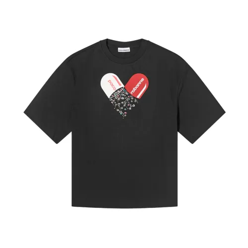 Paco Rabanne , Short Sleeve T-Shirt with Logo Print ,Black female, Sizes: