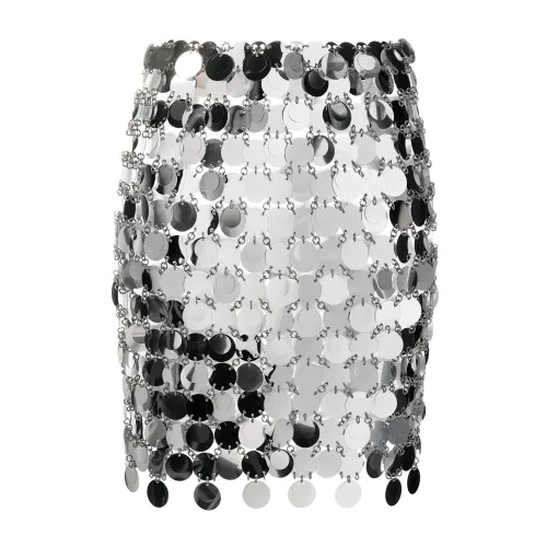 Paco Rabanne , Silver Circular-Discs Mini Skirt ,Gray female, Sizes: