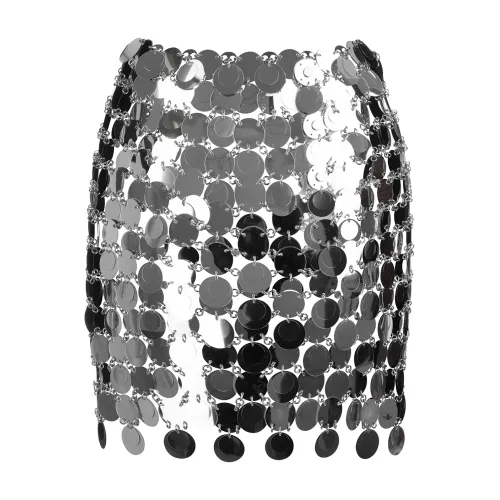 Paco Rabanne , Silver Disc Mini Skirt ,Gray female, Sizes: