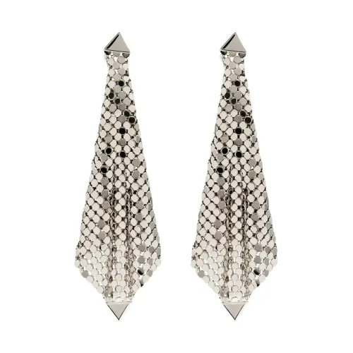 Paco Rabanne , Silver Mesh Triangle Pendant Earrings ,Gray female, Sizes: ONE SIZE