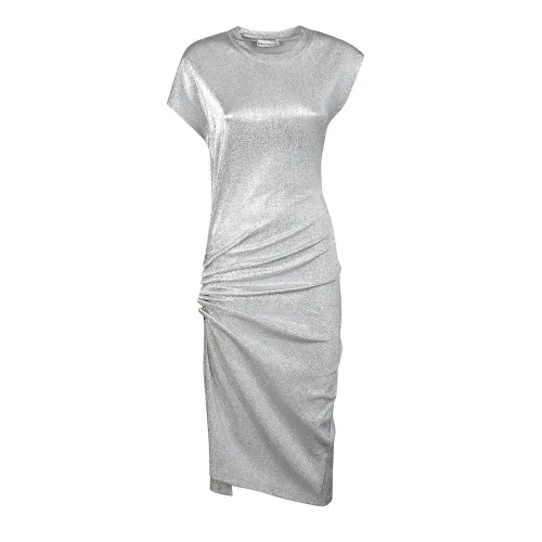 Paco Rabanne , Silver Midi Dress ,Gray female, Sizes: