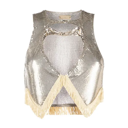 Paco Rabanne , Stunning Light Gold Cropped Top ,Multicolor female, Sizes: