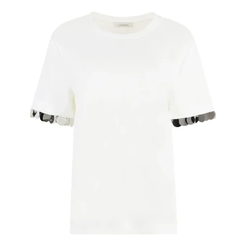 Paco Rabanne , Viscose crew-neck T-shirt ,White female, Sizes:
