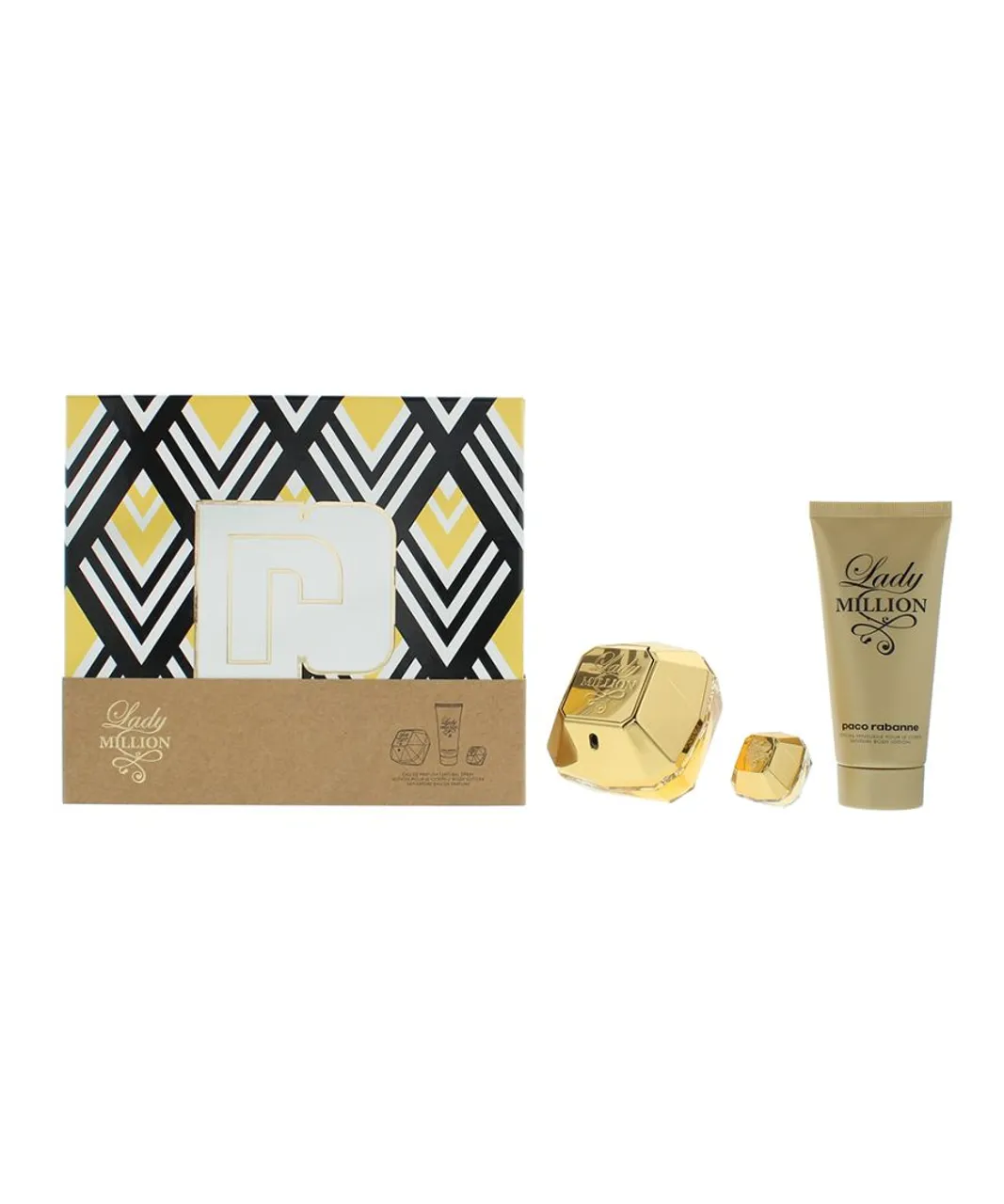 Paco Rabanne Womens Lady Million Eau de Parfum 80ml, Eau de 5ml + Body Lotion 100ml Gift Set - One Size