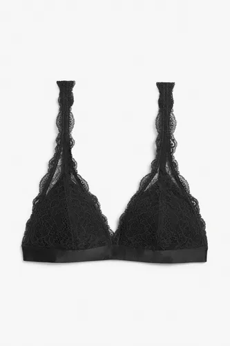 Padded triangle lace bra - Black