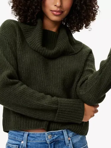 PAIGE Evonne Cashmere Cowl Neck Cropped Jumper, Army Green - Army Green - Female