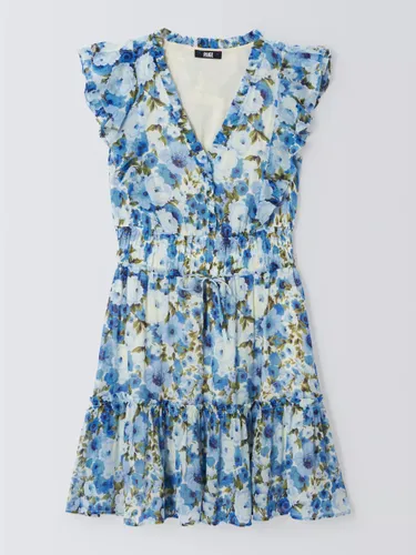 PAIGE Muriel Floral Print Silk Mini Dress, French Blue/Multi - French Blue/Multi - Female