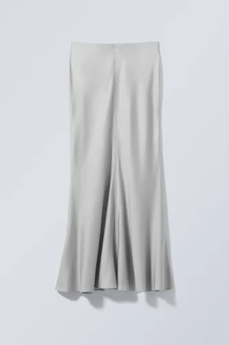 Paige Satin Long Skirt - Grey