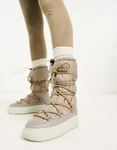 Pajar mid leg quilted snow boots in beige-Neutral